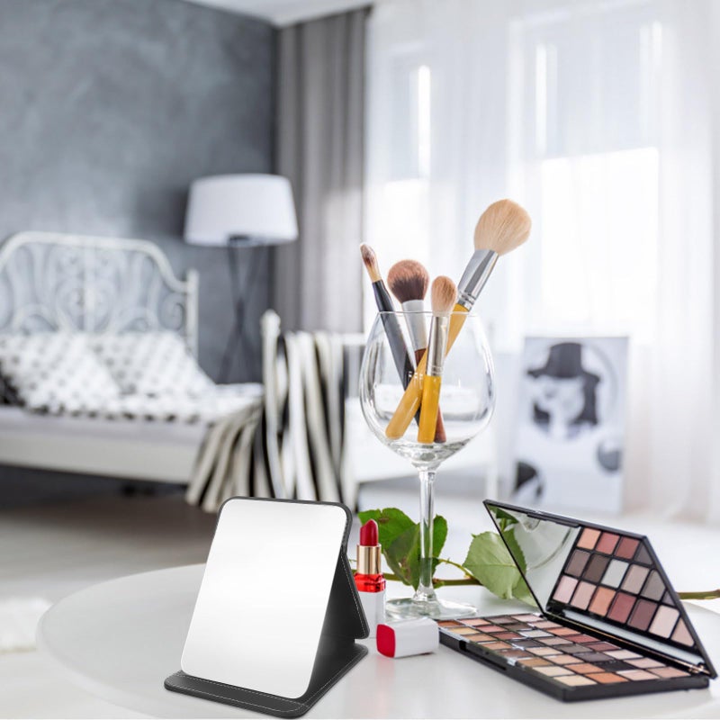 Black Folding Makeup Mirror with Stand Portable Vanity Mirror for Home and Travel - Image 4