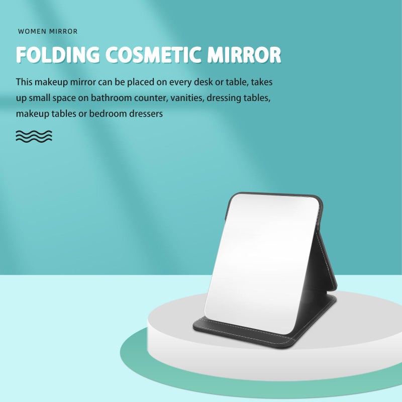 Black Folding Makeup Mirror with Stand Portable Vanity Mirror for Home and Travel - Image 5