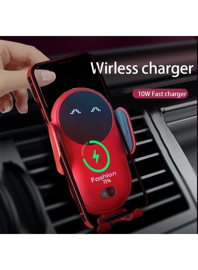 Carrotech حامل شاحن سيارة لاسلكي، حامل هاتف سيارة لطيف، حامل هاتف ذكي مع قفل تلقائي لمنافذ الهواء ولوحة القيادة لهواتف آيفون 15/14/13/12/11/XS/XR/8، سامسونج S23/22/21/20/Note 20، إلخ (أحمر) - Image 3