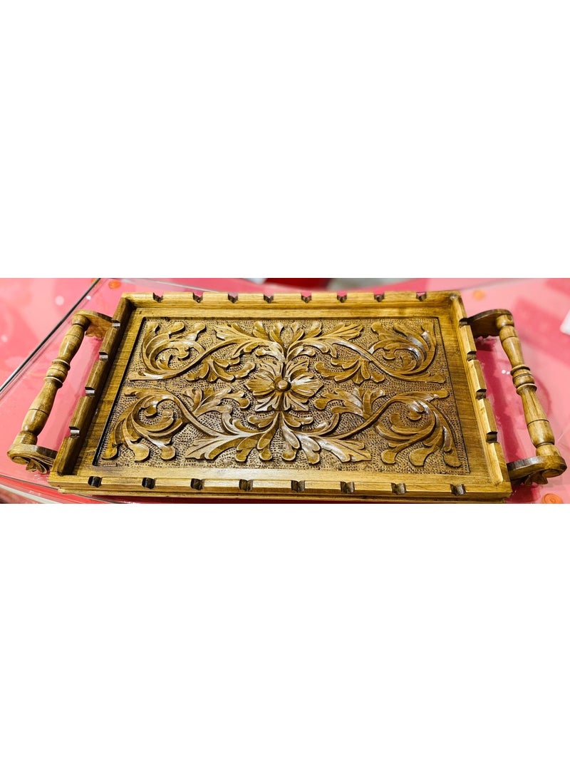 MYK Hediye ve Sanat Atölyesi Myk Gift and Art Workshop Walnut tray with embroidery Special handmade  - Image 1