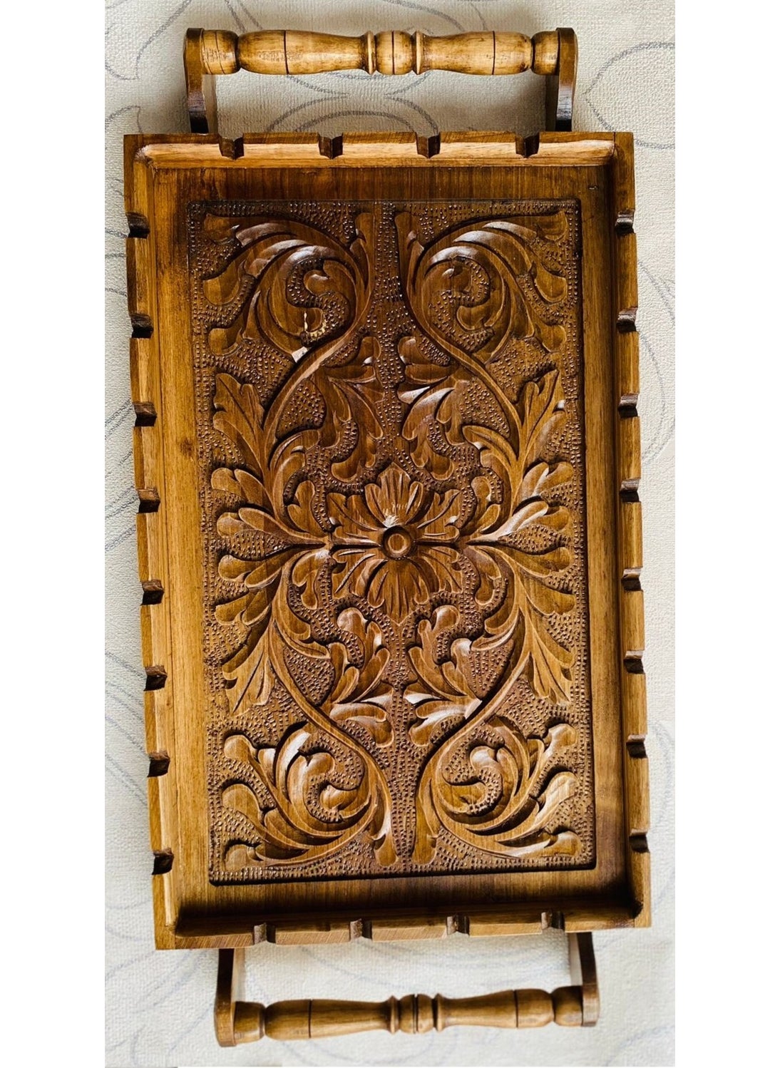 MYK Hediye ve Sanat Atölyesi Myk Gift and Art Workshop Walnut tray with embroidery Special handmade  - Image 3