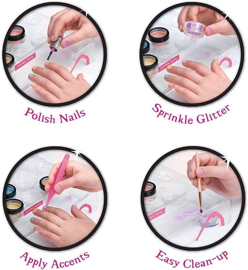 Nail Art Pens Set: 4 Colored 2-In-1 Brush Pens, Nail File, Toe Separates, Stickers - Kid-Friendly Low Odor Safe Material, Easy Clean-Up Complete Nail Kit for Girls 5+ Years, Home Spa Parties & Creativ - Image 4