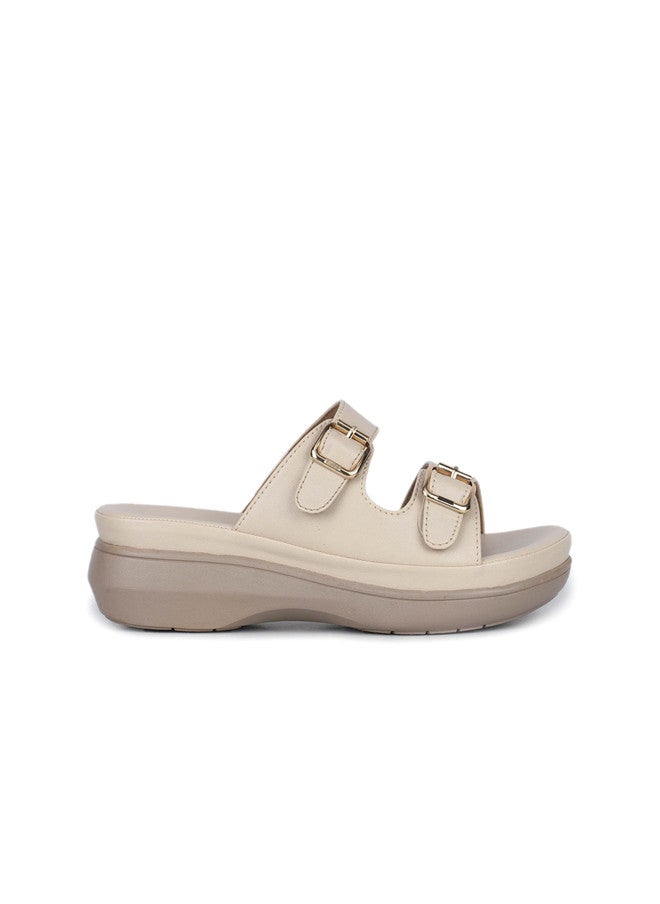 She Zone Cream Platform Heel Sandals for Women - Image 4
