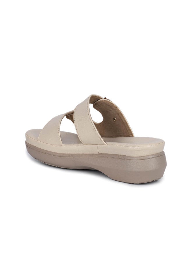 She Zone Cream Platform Heel Sandals for Women - Image 3