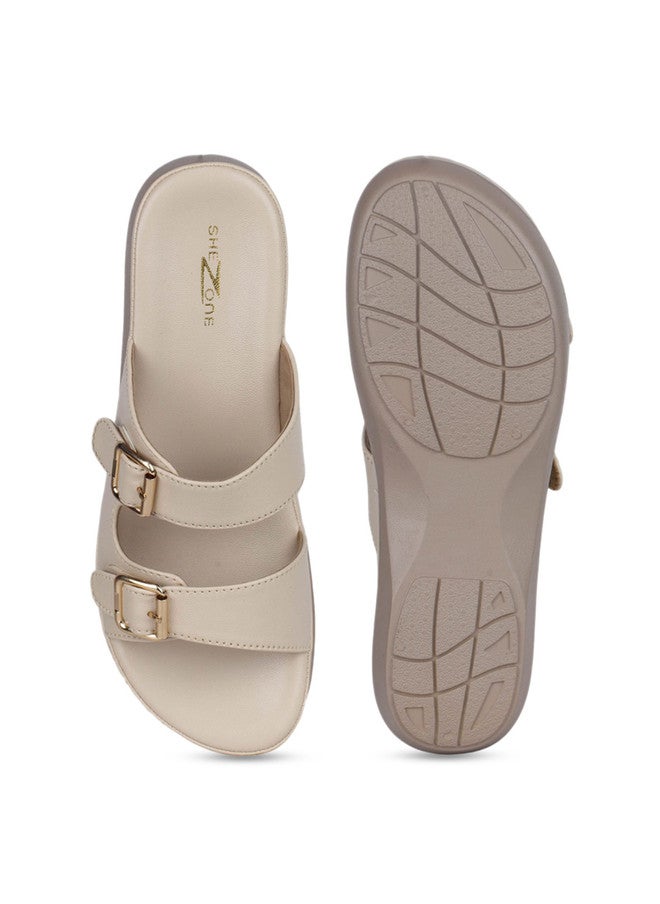 She Zone Cream Platform Heel Sandals for Women - Image 5