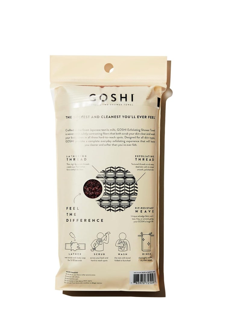 GOSHI GOSHI Exfoliating Shower Towel - Rip-Resistant Exfoliating Washcloth for All Skin Types - Brick Red - Made in Japan  - Image 4
