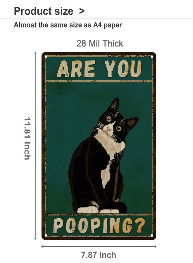 ALKB Bathroom Sign Tuxedo Cat Wall Decor Funny Metal Sign 8x12 Inch - Are You Pooping - Wall of Glory Decor Black Cat Sign - Image 5