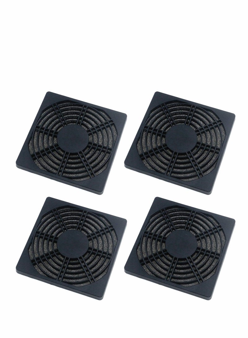 Barakah Cooling Fan Filter 120mm 4Pcs 3 in 1 Computer Dustproof PC Dust Cover Ventilator Grill with Sponge and Screws for 120x120 Case (Black) - Image 1