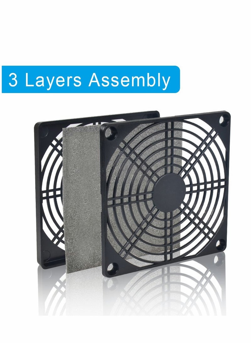 Barakah Cooling Fan Filter 120mm 4Pcs 3 in 1 Computer Dustproof PC Dust Cover Ventilator Grill with Sponge and Screws for 120x120 Case (Black) - Image 3