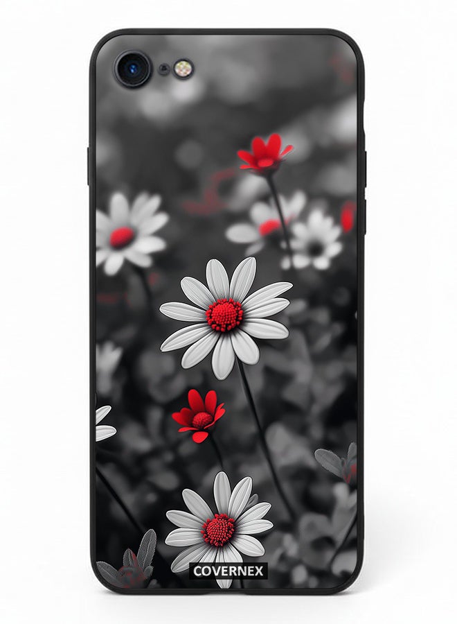 Covernex Apple iPhone 8 Protective Case Cover Printed Featuring Midnight Daisies Set of Flowers - Image 2
