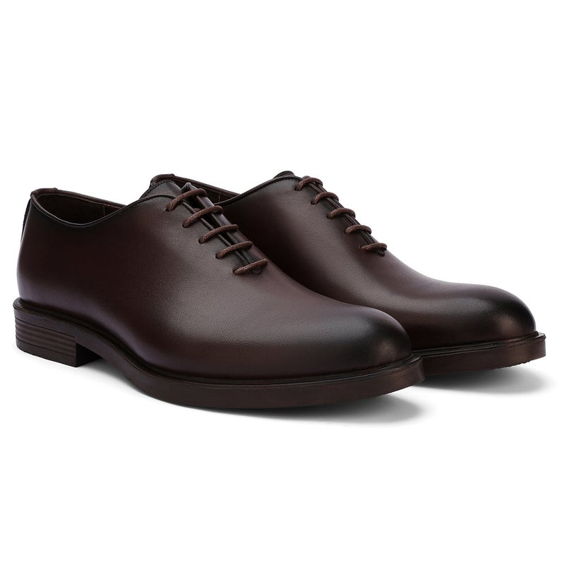 Brio Oxford Whole Cut Shoes- BROWN
