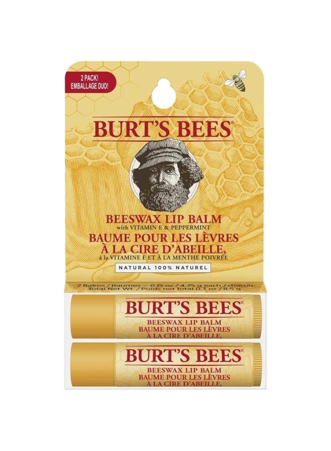 Burt's Bees Natural Moisturising Lip Balm Duo Value Pack - Image 1