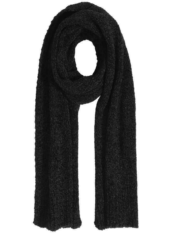 Pleneal Scarf for Women,Soft Chenille Winter Scarves, Womens Warm Thick Scarf for Cold Weather, Black - Image 1