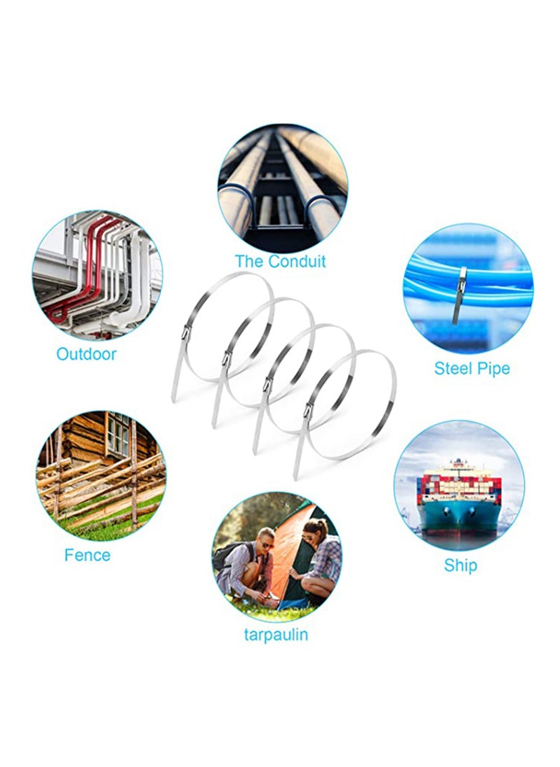SYOSI - 304 Stainless Steel, Strong and Durable Metal Cable Zip Ties, Multi-purpose Heavy Duty Self-locking Cable Tie - Image 1