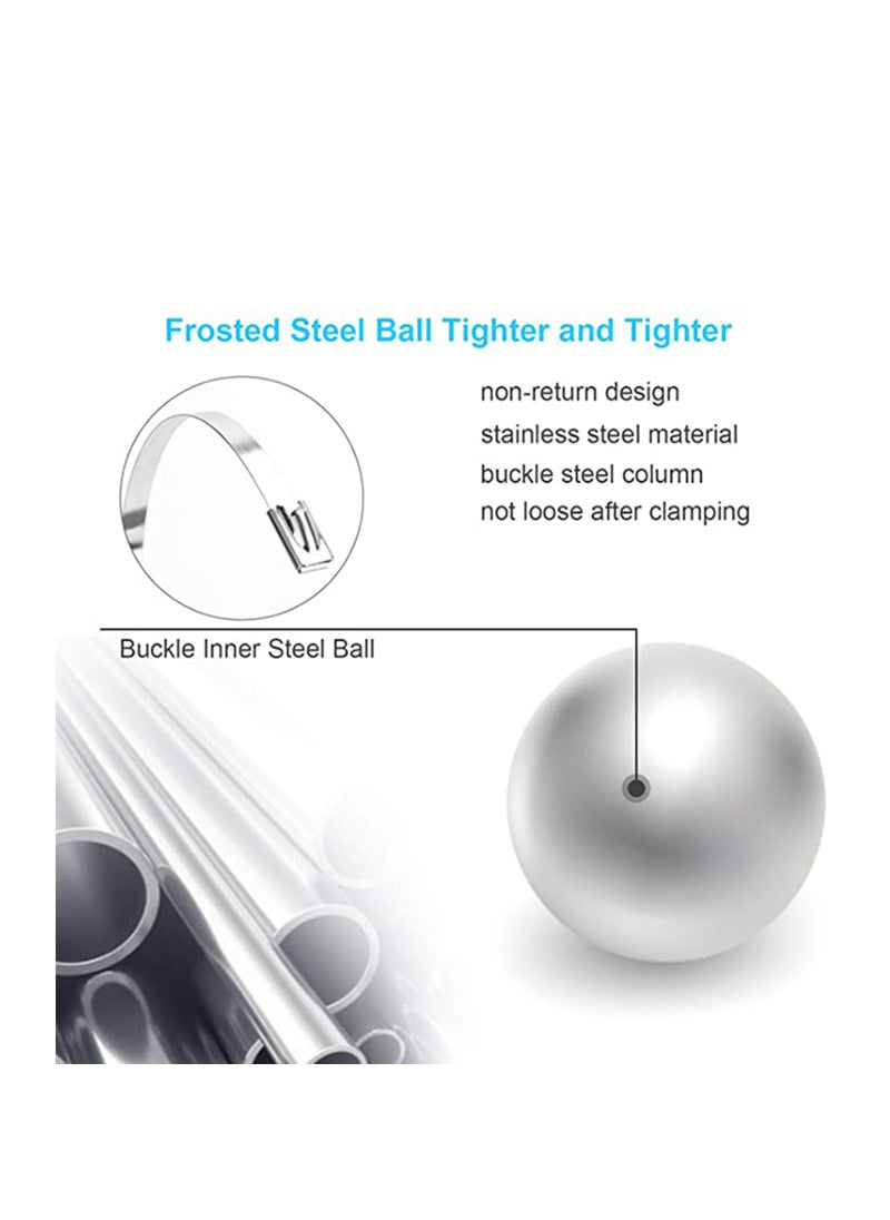 SYOSI - 304 Stainless Steel, Strong and Durable Metal Cable Zip Ties, Multi-purpose Heavy Duty Self-locking Cable Tie - Image 1