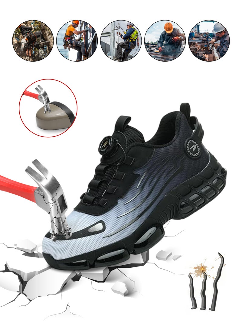 Men's Steel Toe Safety Shoes – Lightweight Breathable Puncture Proof Work Boots, Non Slip Shock Absorption for Construction Warehouse Outdoor - Image 1