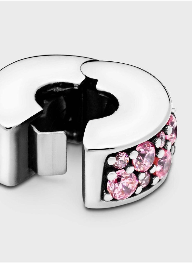 PANDORA Pink PavÃ© Clip Charm  - Image 4