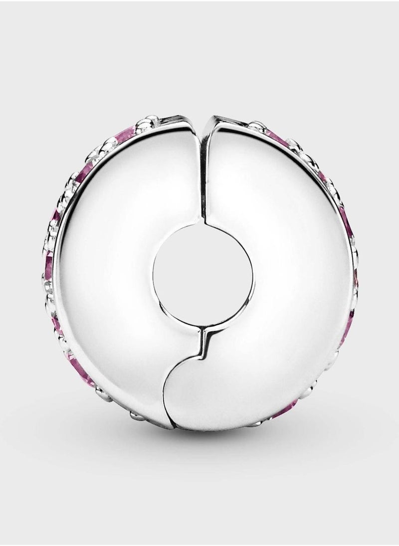 PANDORA Pink PavÃ© Clip Charm  - Image 3