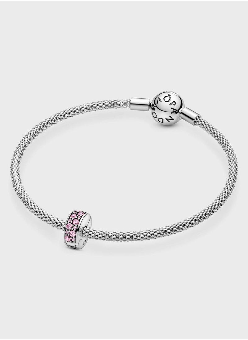 PANDORA Pink PavÃ© Clip Charm  - Image 5