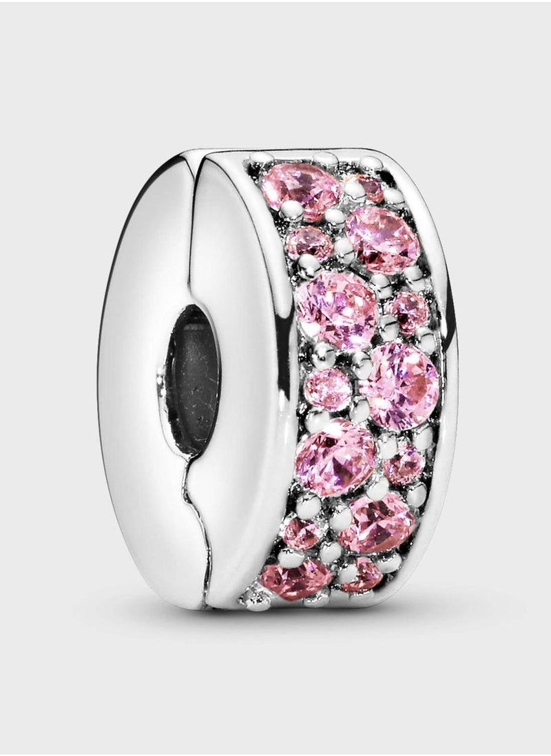 PANDORA Pink PavÃ© Clip Charm  - Image 1