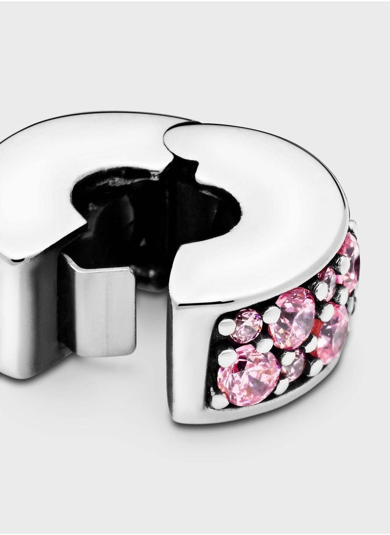 PANDORA Pink PavÃ© Clip Charm  - Image 4