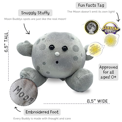 Celestial Buddies Moon Buddy 85 Soft Stuffed Plush Embroidered Features Fun Planet Facts Tag for Kids STEM Learning Educational Gift Classroom Homeschool Science Space Astronomy 0 - Image 5