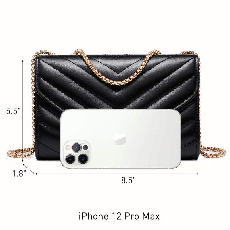 Dasein Women Small Quilted Crossbody Bags Stylish Designer Evening Bag Clutch Purses and Handbags with Chain Shoulder Strap (Black) - Image 4