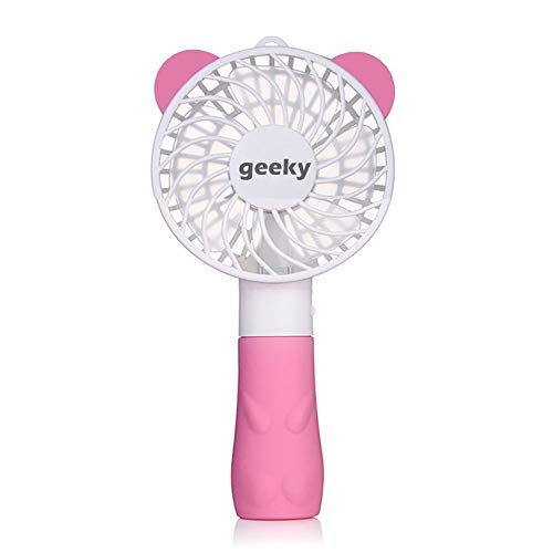 Geeky Portable Cute Bear Styled Rechargeable 2 Watts Handheld Fan (Pink) - Image 1
