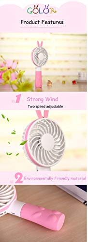 Geeky Portable Cute Bear Styled Rechargeable 2 Watts Handheld Fan (Pink) - Image 4