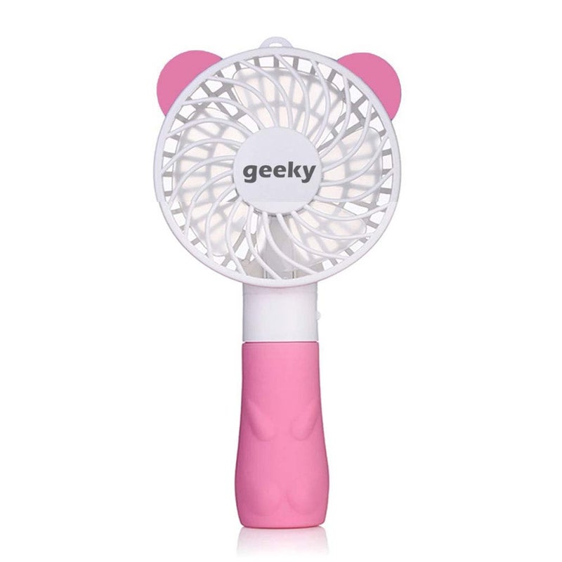 Geeky Portable Cute Bear Styled Rechargeable 2 Watts Handheld Fan (Pink) - Image 5