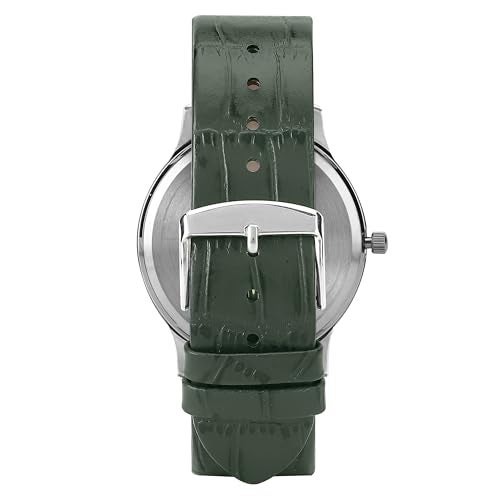 TIMEX Analog Watch for Man with White Round Dial & Green Leather Strap Band Water Resistant Men's Wrist Watches - TWTG10510 - Image 5
