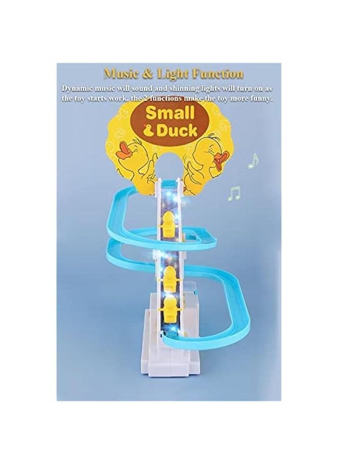 null - Duck Slide Toy Set, Funny Automatic Stair-Climbing Ducklings Cartoon Race Track Set Little Lovely Penguins Slide Toy Escalator Toy with Lights and Music (Duck) - Image 1