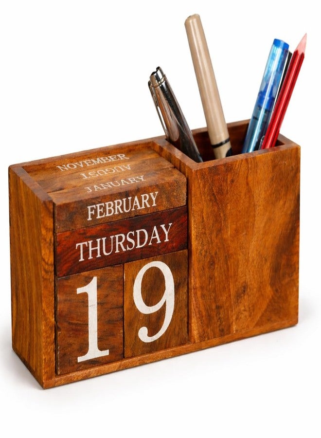 Frescorr Wooden Perpetual Block Calendar for Desk - Month & Date Wooden Display Blocks for Office, Classroom, Teachers, Students, Rustic Farmhouse Office Desk Decor - Image 1