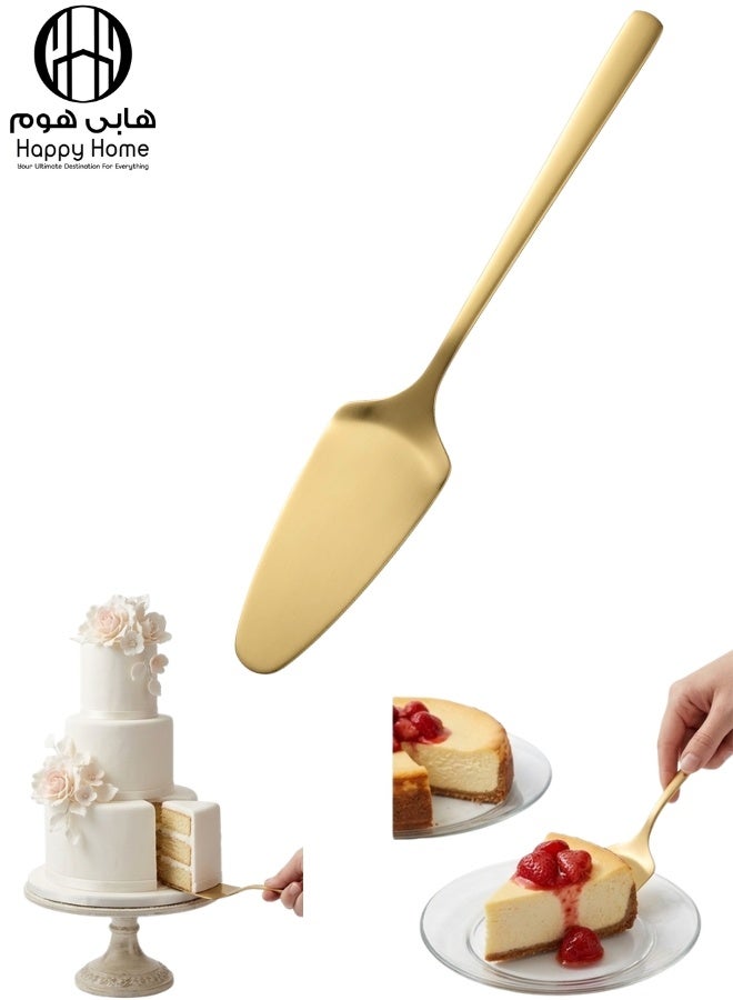 Happy Home Stainless Steel Cake Server Pizza and Dessert Serving Spatula Cheese Server Multi-Purpose Serving Tool for Cakes, Pizza, Lasagna, Pastries and Desserts – Rust Resistant Dishwasher Safe Elegant Kitchen Utensil for Home and Party Use 30cm-Golden - Image 1