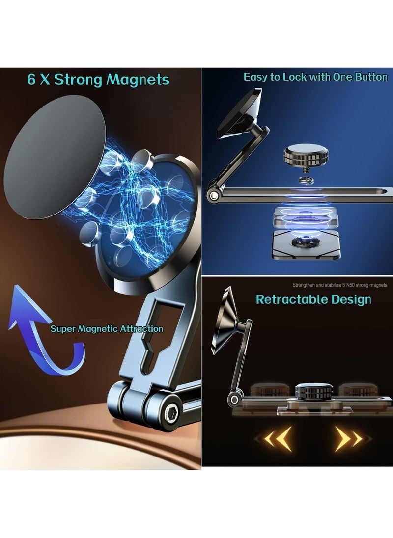 JAJEEK Magnetic Car Phone Mount - Alloy Folding Holder with 6X Stronger Magnets, 360° Rotation, Universal Dashboard Holder for 4-7in Phones, Compatible with iPhone, Samsung, Huawei, and More - Image 5