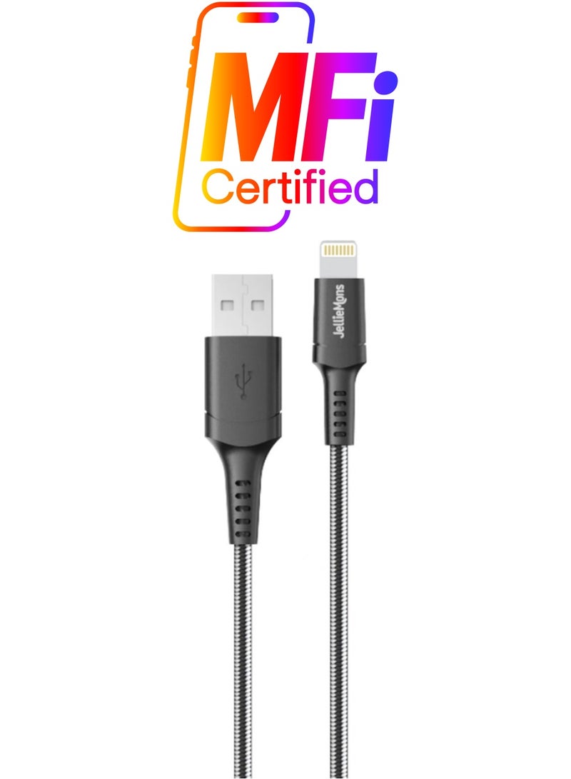 JellieMons Braided Lightning Cable, USB-A, Data Cable, MFi-Certified for iPhones, iPad (1M)
