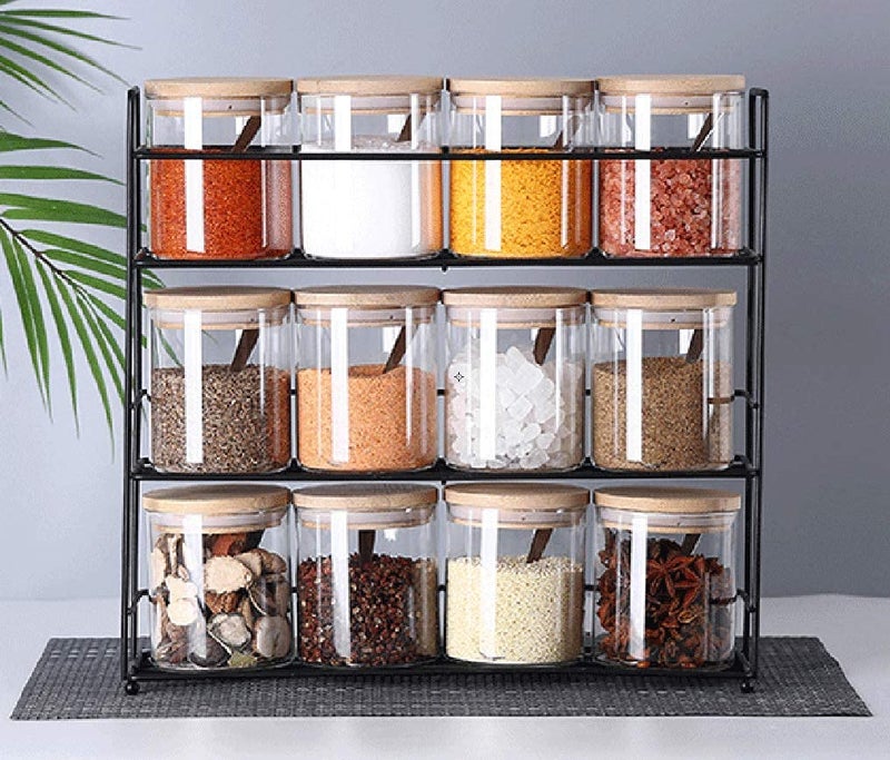 WRINGO Airtight Glass Jar wooden lid for Food Storage Containers Set,Airtight Food Jars with Bamboo Lids Glass Jar for Kitchen Container Glass Kitchen and multipurpose use (W Round -300ML, Set of 6) - Image 3