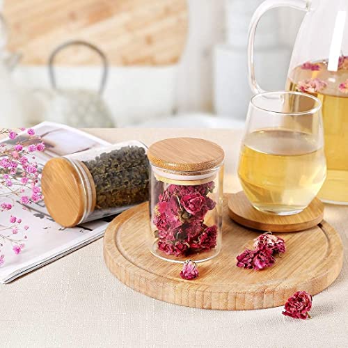 WRINGO Airtight Glass Jar wooden lid for Food Storage Containers Set,Airtight Food Jars with Bamboo Lids Glass Jar for Kitchen Container Glass Kitchen and multipurpose use (W Round -300ML, Set of 6) - Image 2