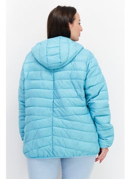 Trespass Women Brand Logo Quilted Jacket, Aqua Blue  - Image 2