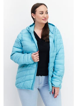 Trespass Women Brand Logo Quilted Jacket, Aqua Blue  - Image 1