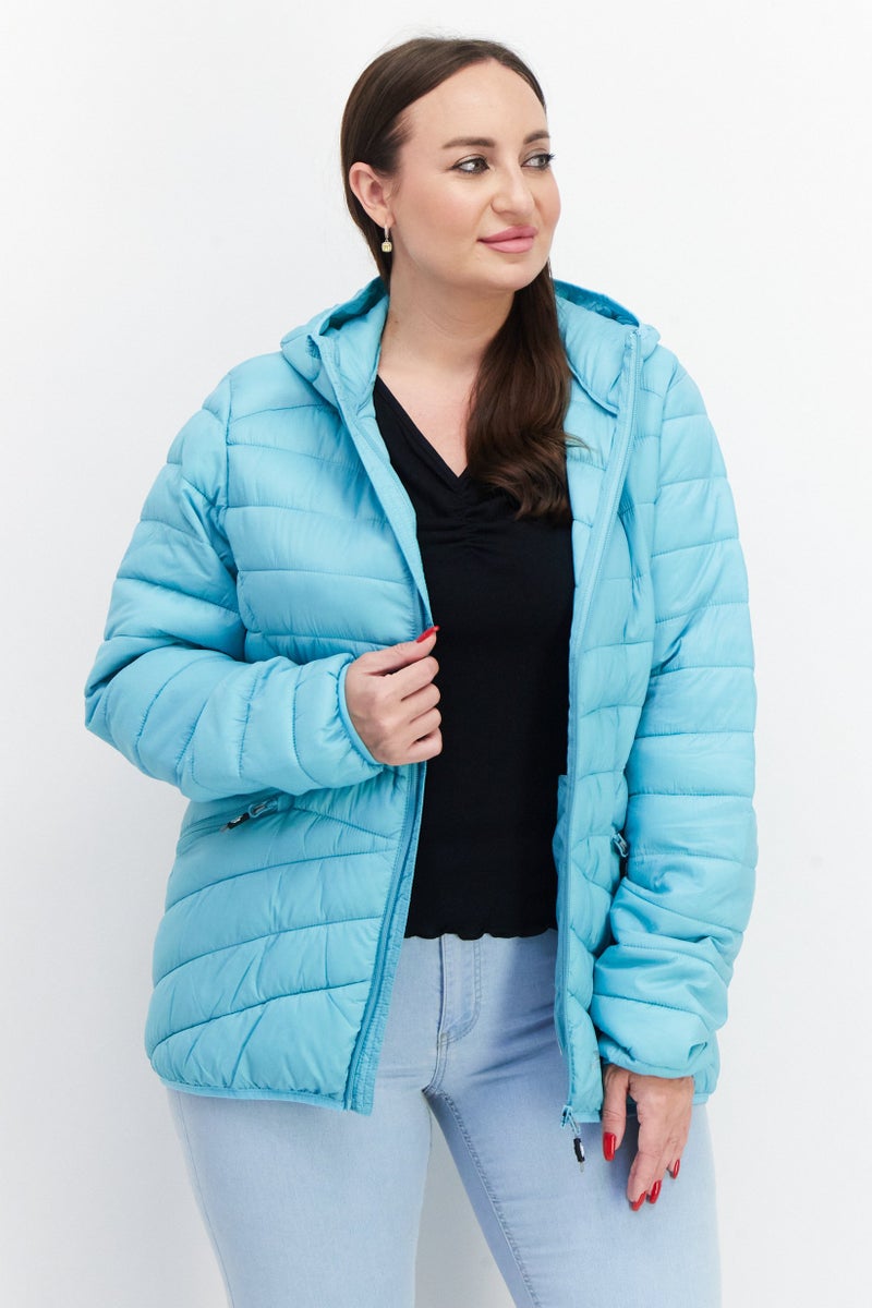 Trespass Women Brand Logo Quilted Jacket, Aqua Blue - Image 1