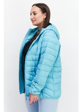Trespass Women Brand Logo Quilted Jacket, Aqua Blue  - Image 4