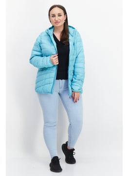 Trespass Women Brand Logo Quilted Jacket, Aqua Blue  - Image 3