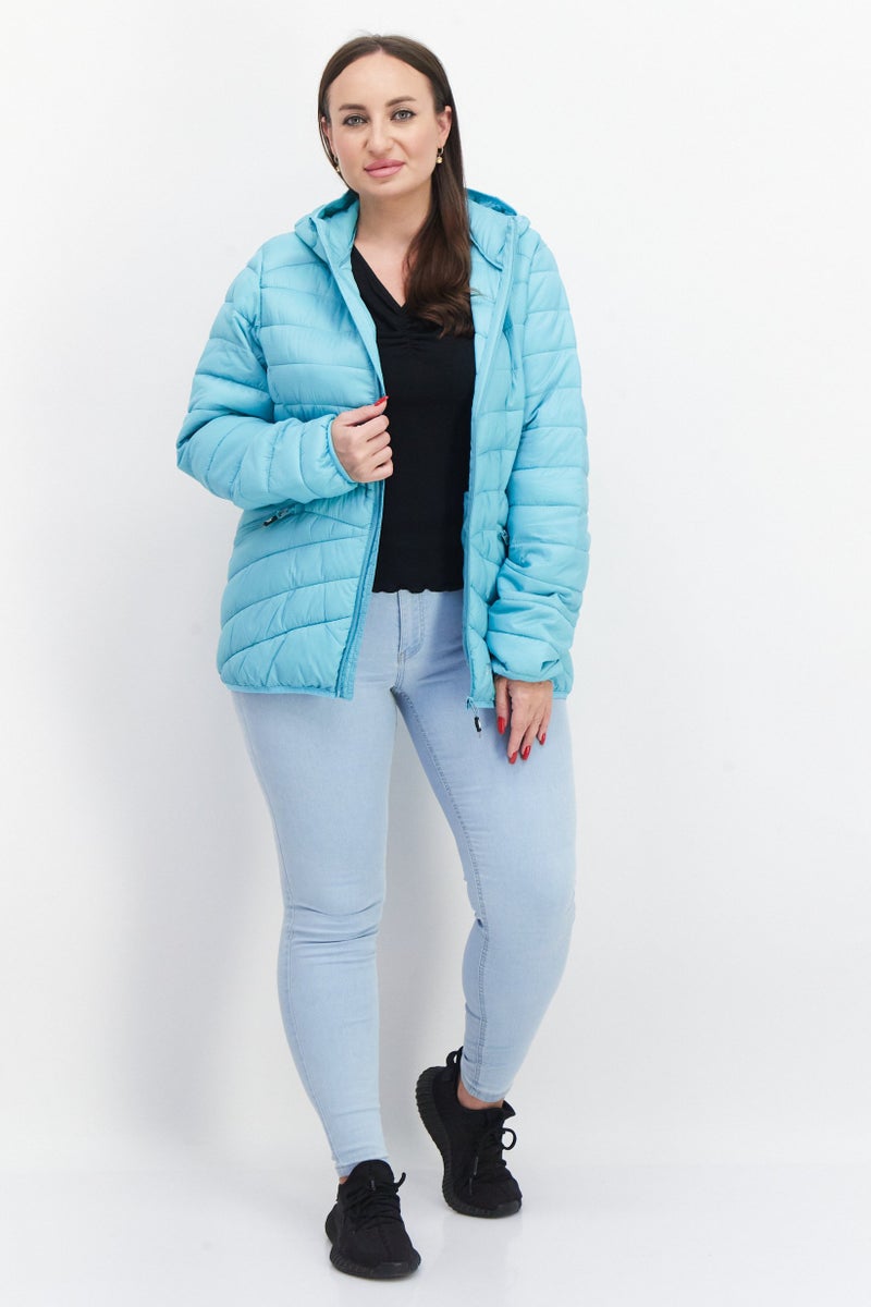 Trespass Women Brand Logo Quilted Jacket, Aqua Blue - Image 3