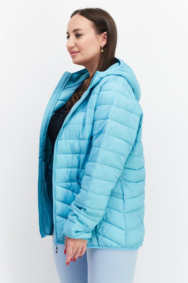 Trespass Women Brand Logo Quilted Jacket, Aqua Blue - Image 4