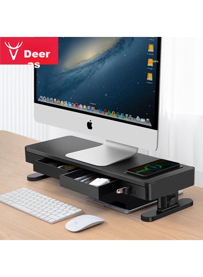 Deer Is Deerwoo Monitor Stand Laptop Stand Desktop Stand Usb3.0 Adjustable + Wireless Charging With Drawer Zgl121 - Image 1
