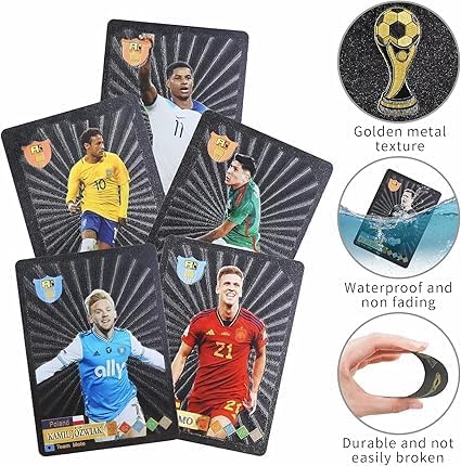 FowWelt Champions League Football Collector Cards – 55 PCS Unofficial Trading Card Game Pack For Kids & Fans | Soccer Cards For Boys, Girls, Gifting (Football Black) - Image 3
