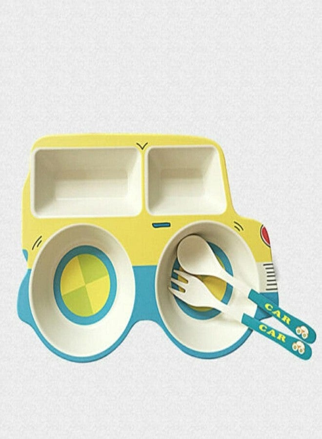 شيري بوكس طقم أطباق طعام للأطفال من تشيري بوكس - طقم أواني بتصميم سيارة - مصنوع من ألياف الخيزران الصديقة للبيئة (سيارة - طقم من 3 قطع) - Image 3
