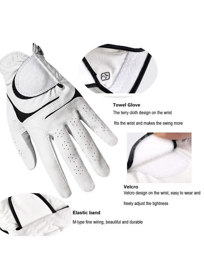 LAMAY Leather Golf Glove for Men with Ball Marker and Extra Grip - Left Hand Fit for Women, Girls, and Men - Size 22,24 (1 Pack)" - Image 4