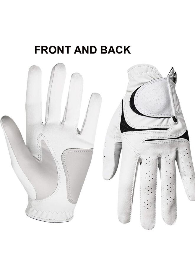 LAMAY Leather Golf Glove for Men with Ball Marker and Extra Grip - Left Hand Fit for Women, Girls, and Men - Size 22,24 (1 Pack)" - Image 2